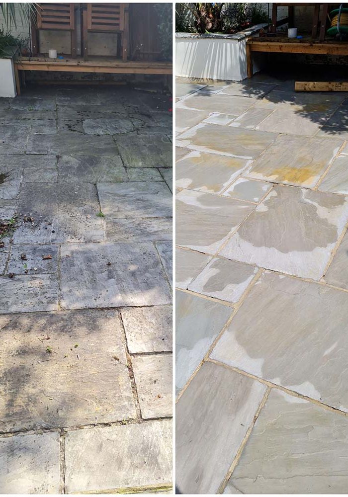 Patio cleaning before and after